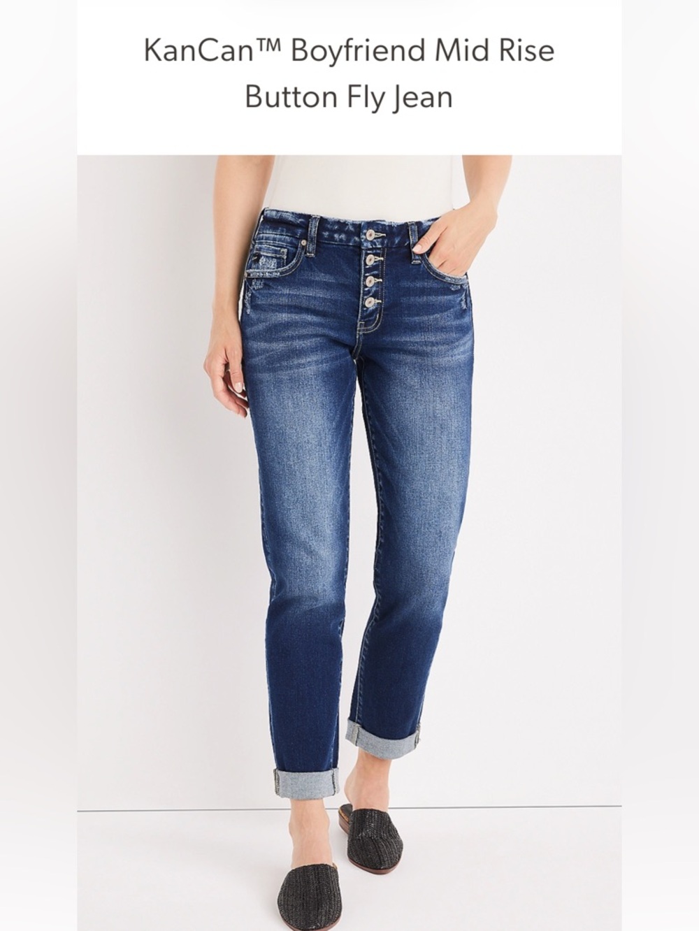 KanCan boyfriend mid-rise  Button-Fly Jeans